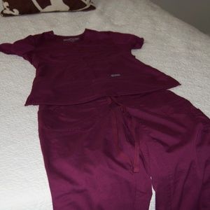 Wine Grey's Anatomy Scrubs (top+bottom), size XS